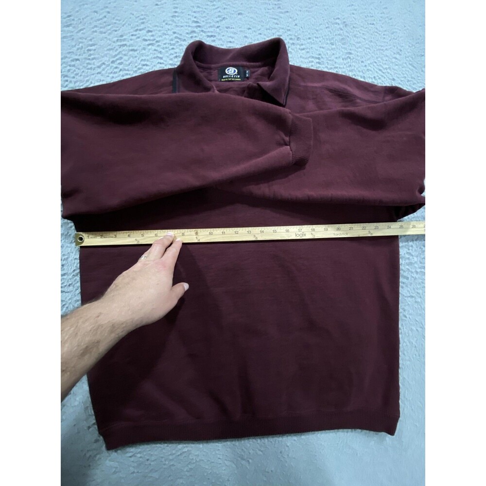 Bulletin Polo Shirt Mens Medium Maroon Whistler Since 1965 Long Sleeve Cotton - Picture 5 of 12